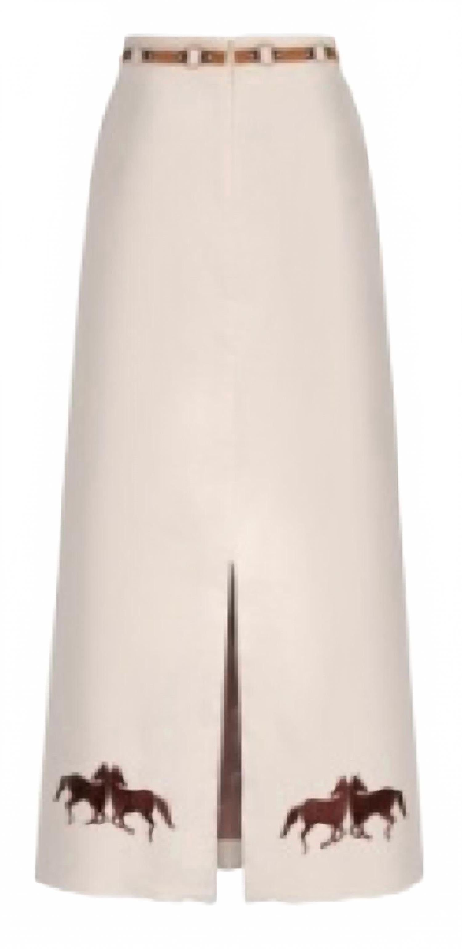 El Carmen Embroidered Canvas Midi Skirt In Ivory