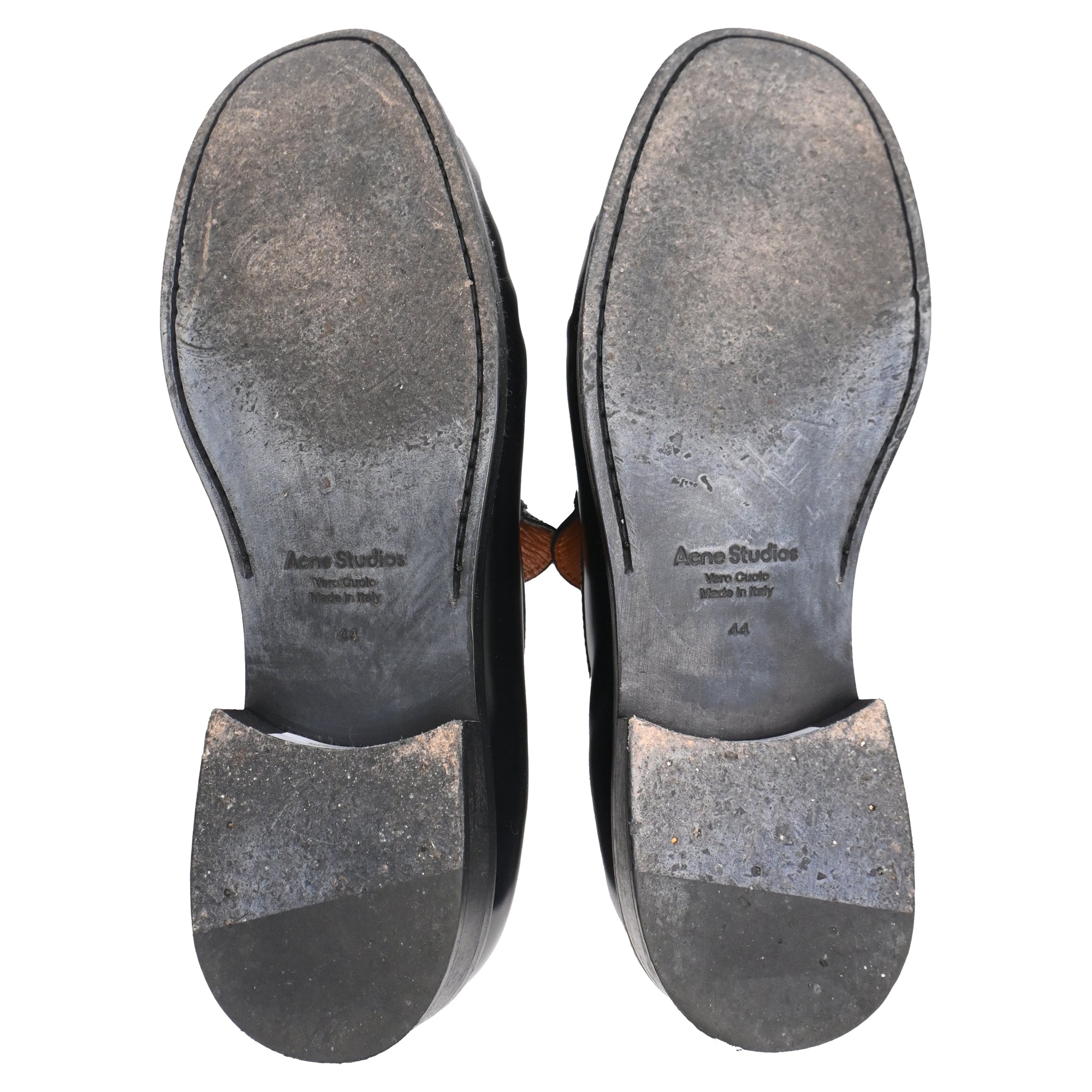 Acne Studios Logo Debossed Loafers in Black Calf Leather