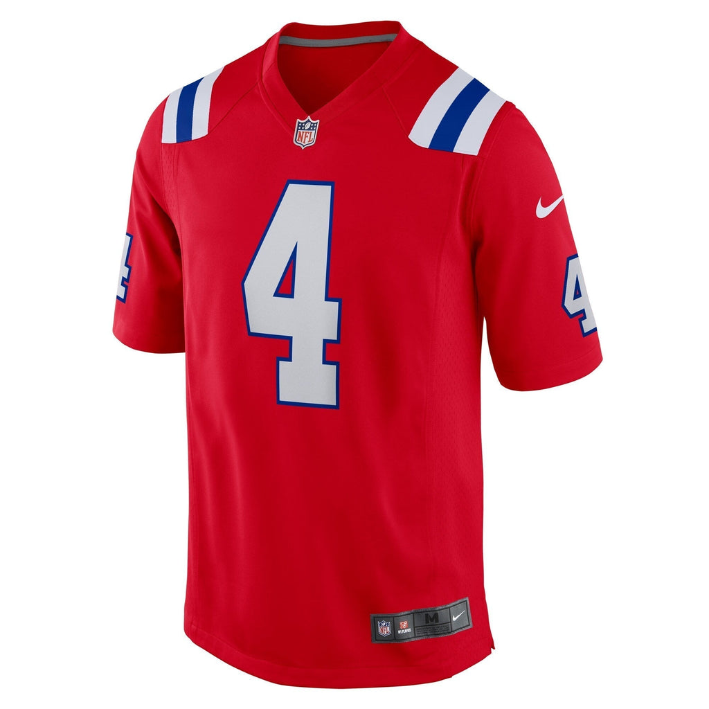 Bailey Zappe New England Patriots Nike Alternate Game   Jersey - Red