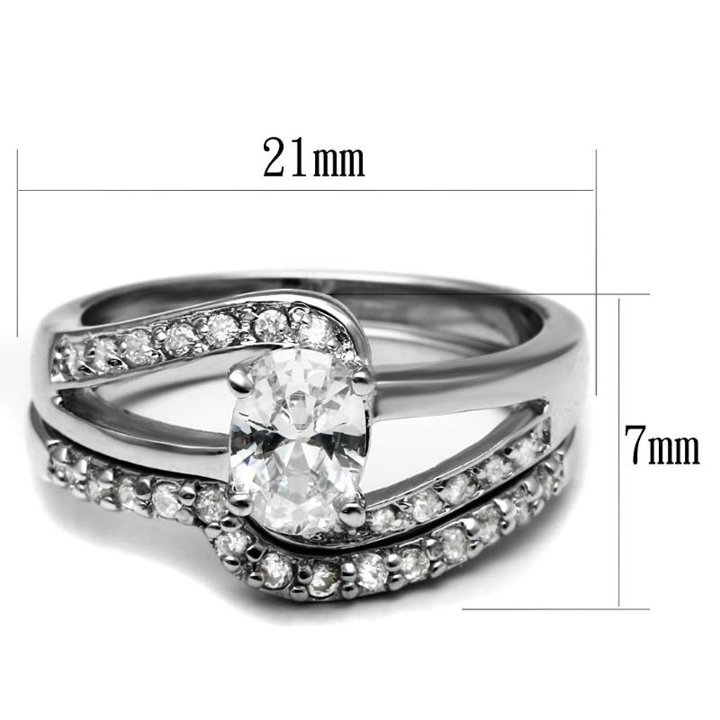 High polished (no plating) Stainless Steel Ring with AAA Grade CZ in Clear