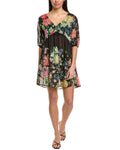 Johnny Was Metallic Notte Silk-Blend Babydoll Blouse