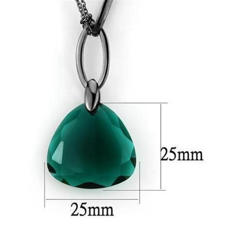 IP Light Black Stainless Steel Necklace with Synthetic Synthetic Glass in Blue Zircon