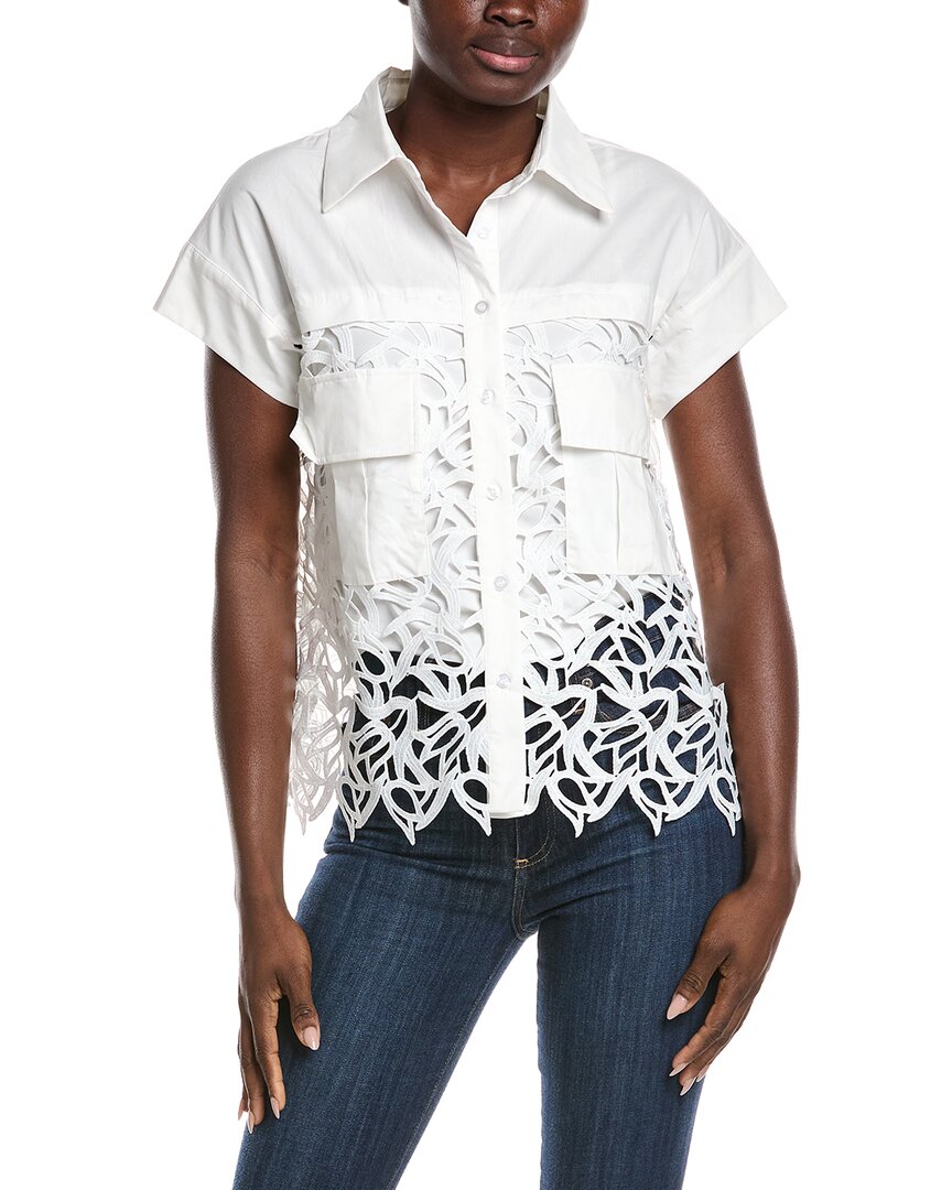 Gracia Hollow-Out Lace Embroidered Front Pocket Top