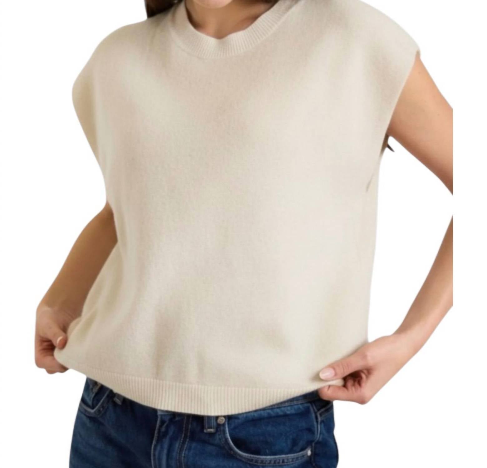Tabby Cashmere Tank Top In Antique White