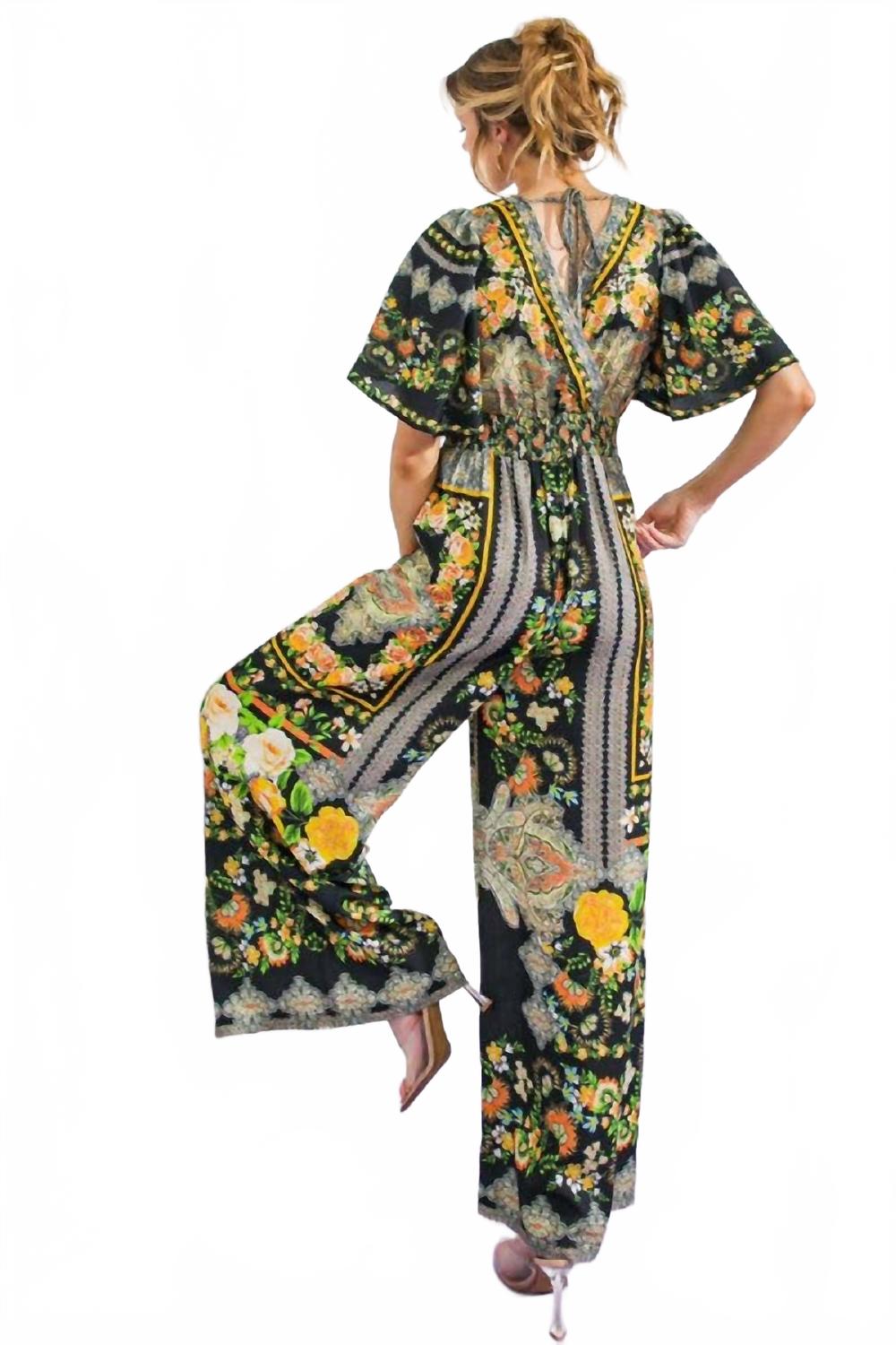 Coastal Breeze Woven Jumpsuit In Black