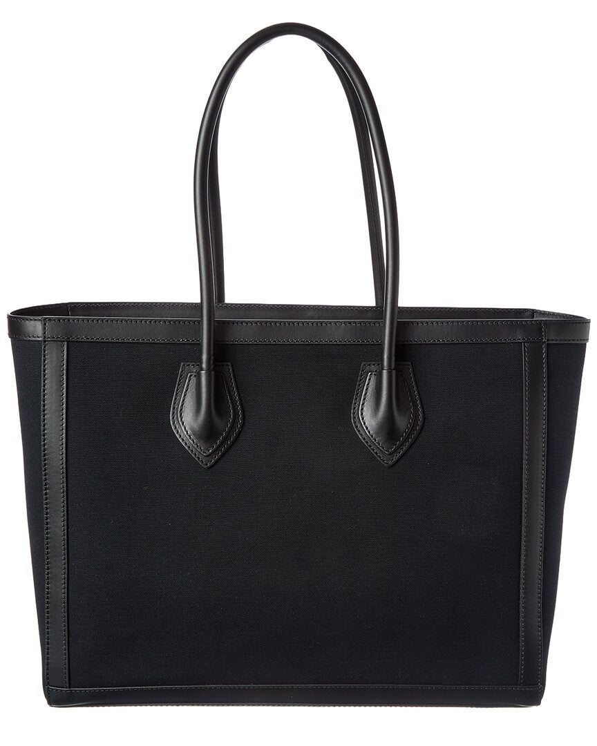 Balmain Logo Canvas & Leather Tote