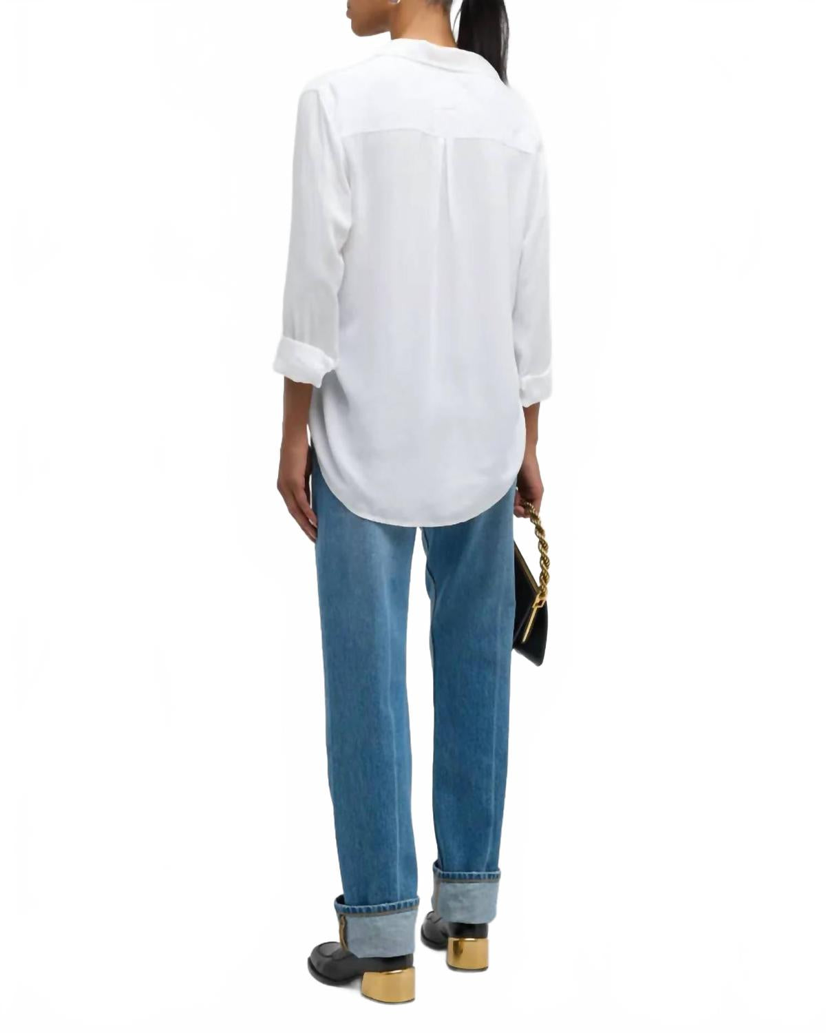 Wren Button Front Shirt In White