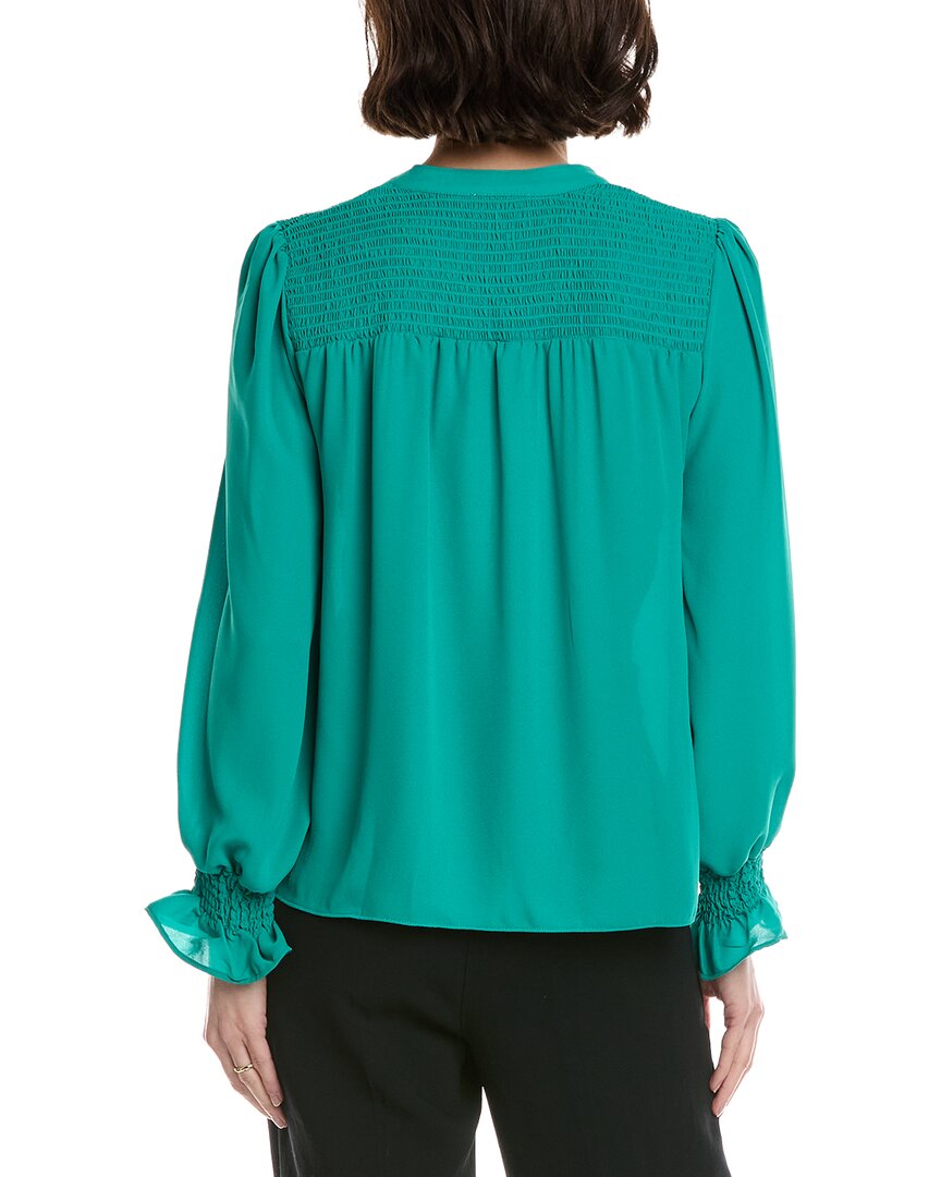 CeCe Half Placket Smocked Top