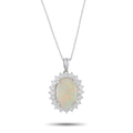 LB Exclusive Platinum 1.10ct Diamond and Opal Pendant Necklace MF19-041026
