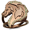 IP Coffee light Stainless Steel Ring with Top Grade Crystal in Citrine Yellow