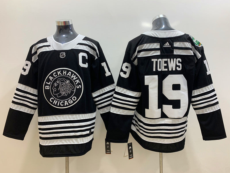 Men's Chicago Blackhawks Jonathan Toews #19 Black Breakaway jersey