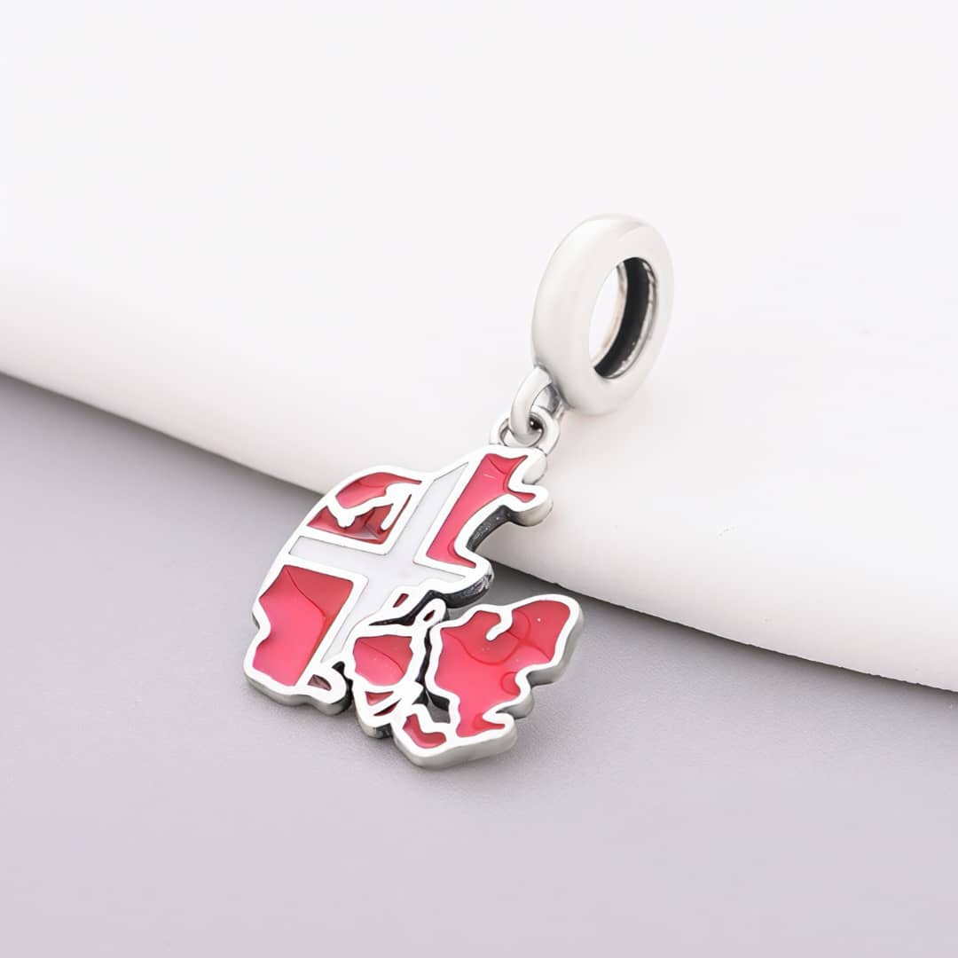 Denmark Map Flag Dangle Charm