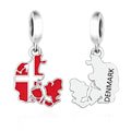 Denmark Map Flag Dangle Charm
