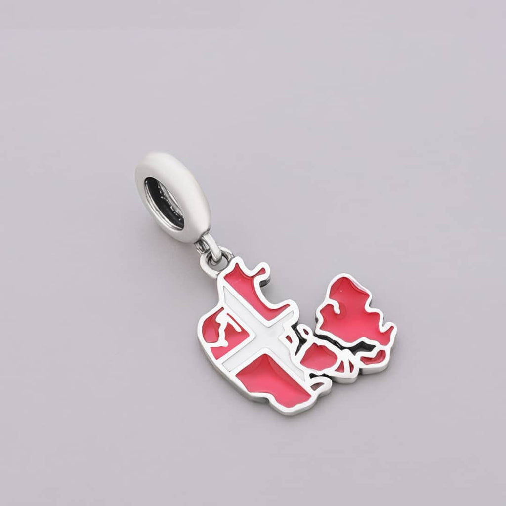 Denmark Map Flag Dangle Charm