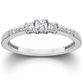 1/2ct Three Stone Round Diamond Engagement Ring 14K White Gold Size Selectable