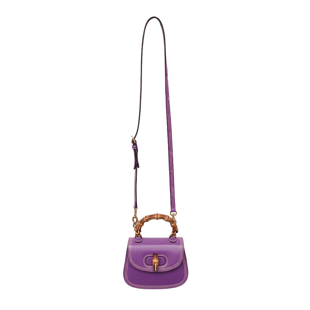 GUCCI PURPLE BAMBOO TOP HANGLE BAG