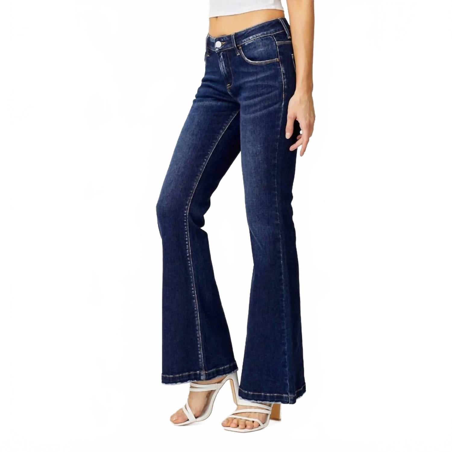 Low Rise Flare Jeans In Dark Wash