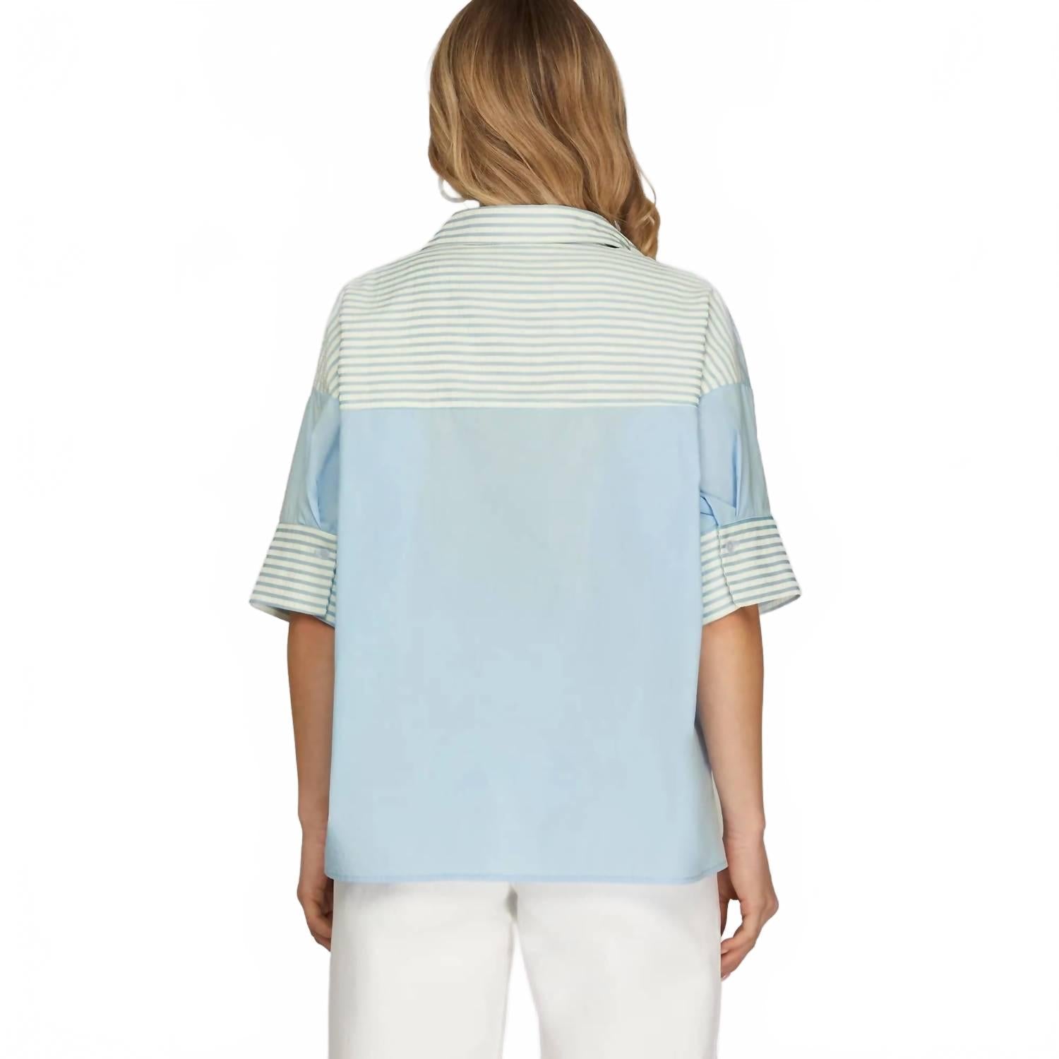 Prep Oversized Top In Light Blue