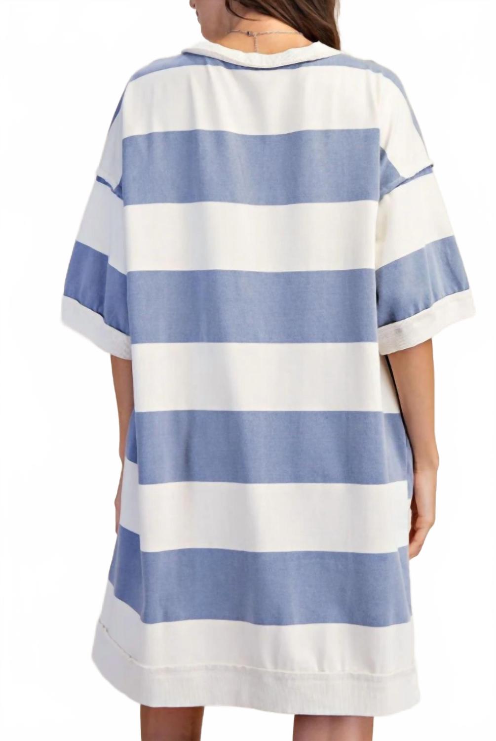Women's Rugby Stripe Dress In Blue Cream