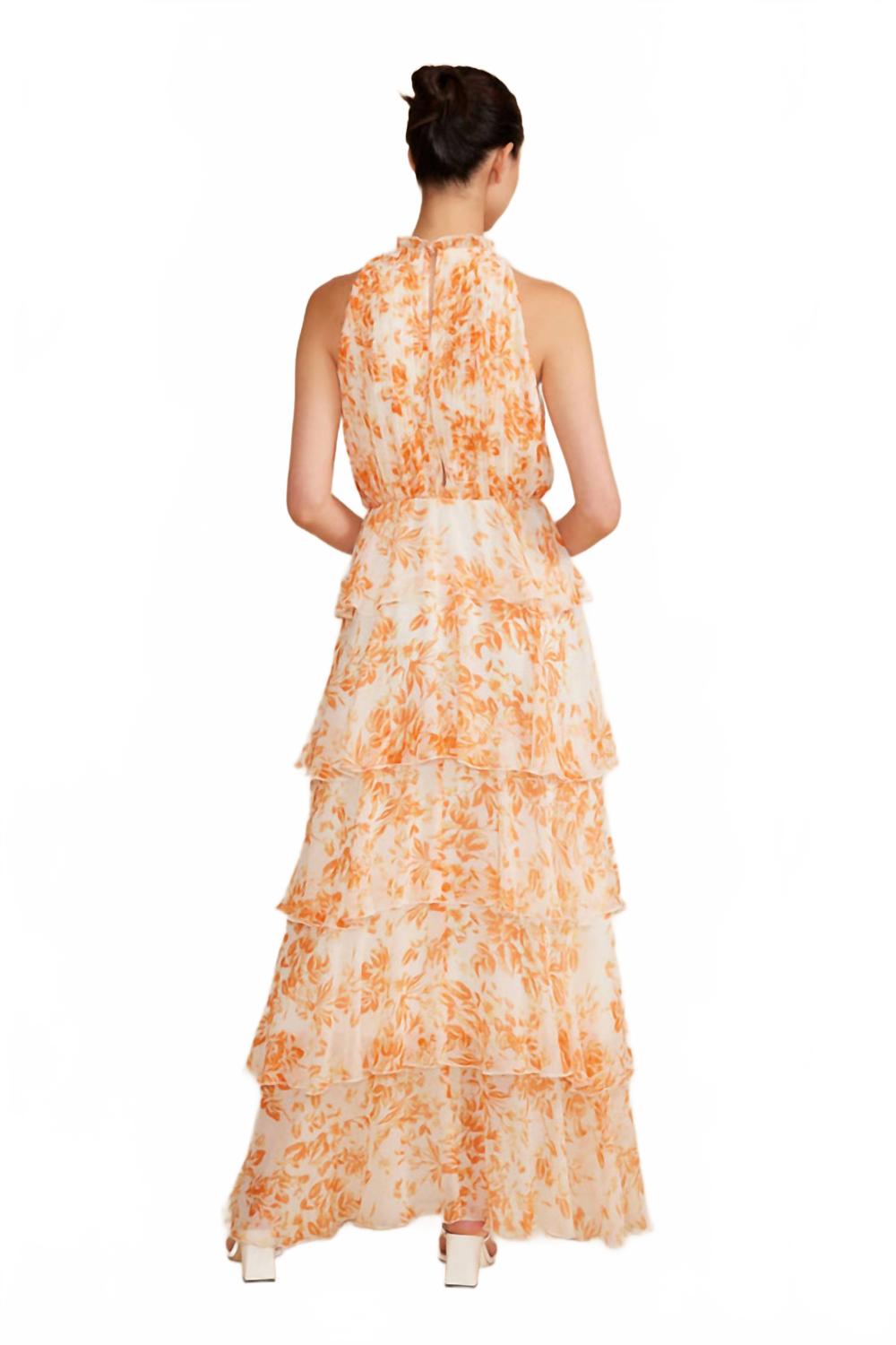 Mari Tiered Dress In Orange Floral