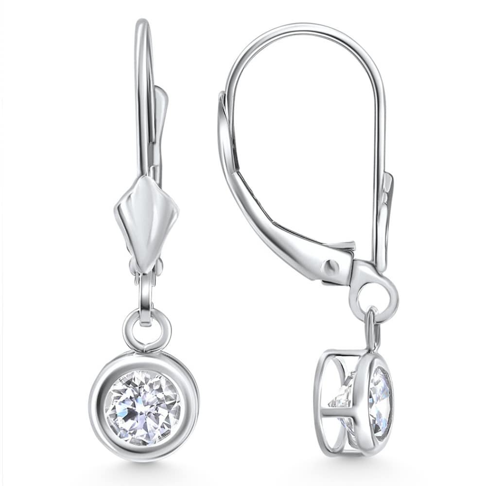F/VS 1.80Ct Diamond Lab Grown Dangle Lever Back Hoop Earrings 14k White Gold