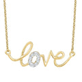 1/10Ct Diamond Love Pendant Scrip Yellow Gold Lab Grown Women's 18" Necklace
