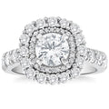 2 1/2Ct Cushion Halo Diamond Engagement Ring in 14k White or Yellow Gold