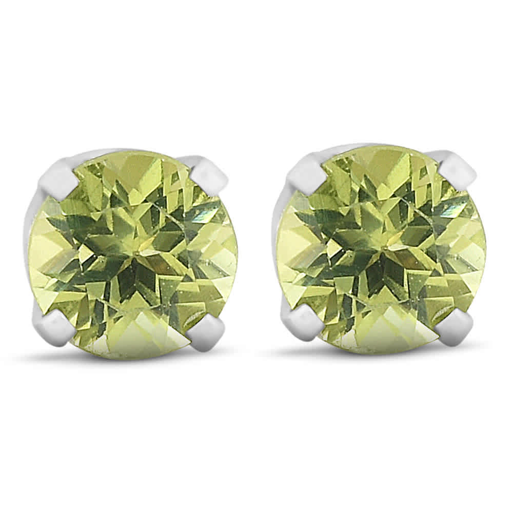 Peridot Studs 14K White Gold 4mm 1/2ct