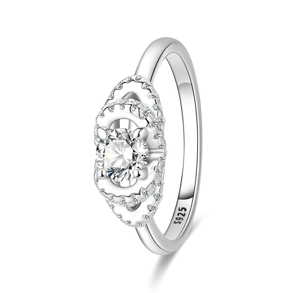 Double Halo Oval Frame Sparkle Ring