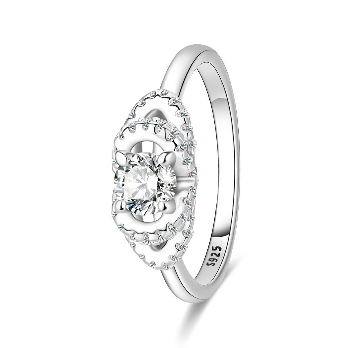 Double Halo Oval Frame Sparkle Ring