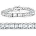 28Ct Emerald Diamond Tennis Bracelet 14k White Gold 7" 17.5g Lab Grown