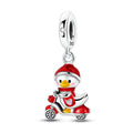 Duck on Scooter with Red Helmet Dangle Charm