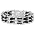 Men's Steel Brushed And Black Two Tone 18.5mm Wide Link Flexible 8.5 " Bracelet