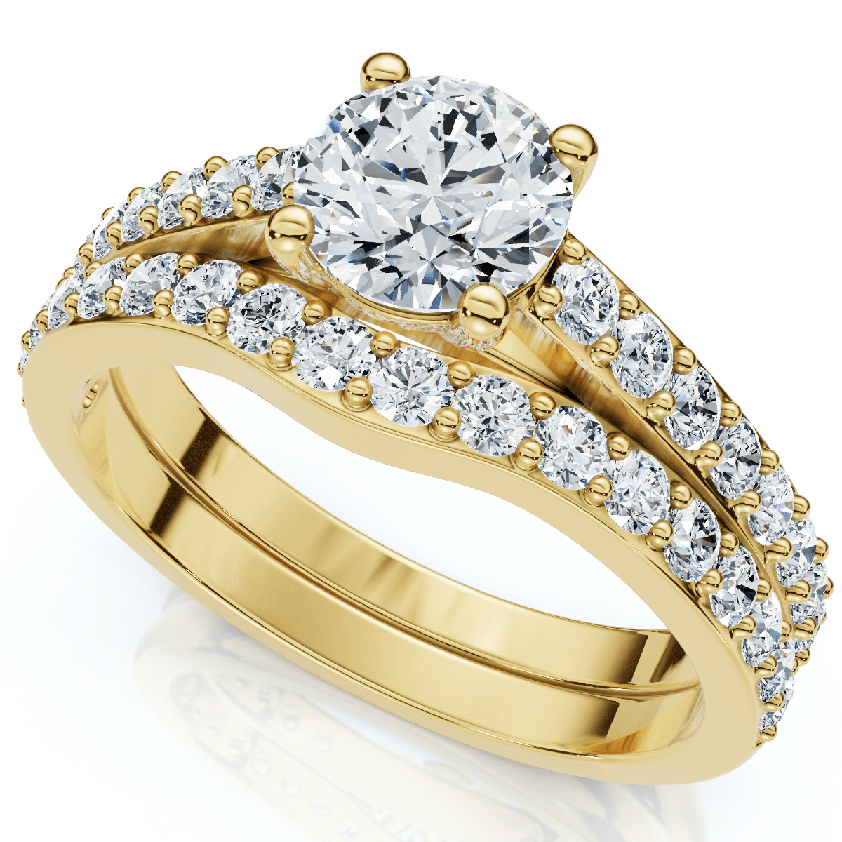 1Ct Jessi Diamond Engagement Wedding Ring Set 14k Gold Lab Grown