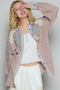 Ditsy Sequin Button Up Top In Pink
