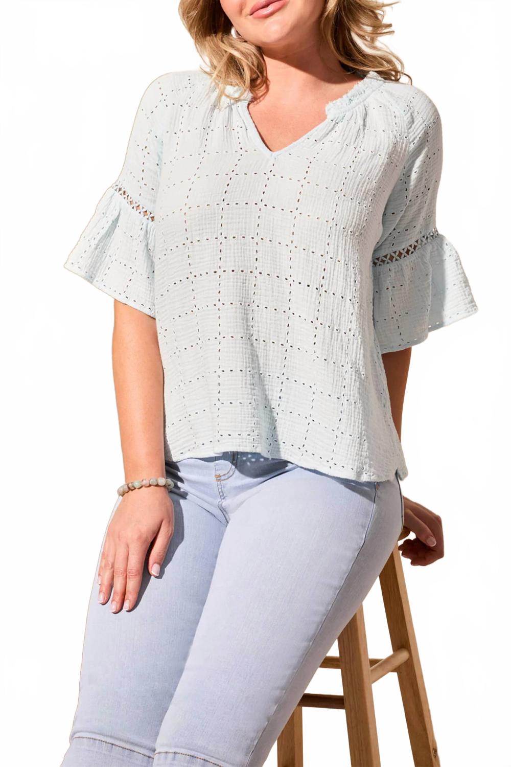 Gauze Eyelet Top In Water