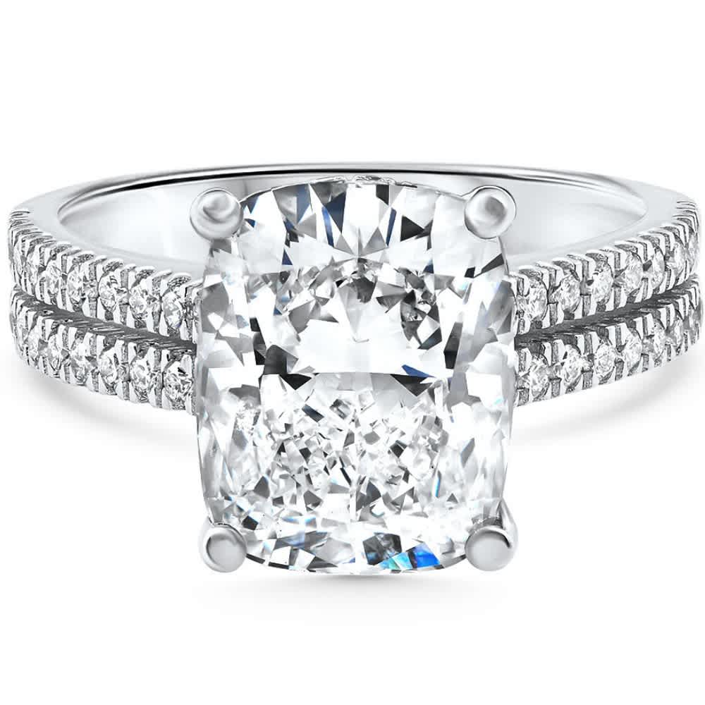 Certified 5.84Ct Cushion Cut Diamond Engagement 14k White Gold Lab Grown Size: 7
