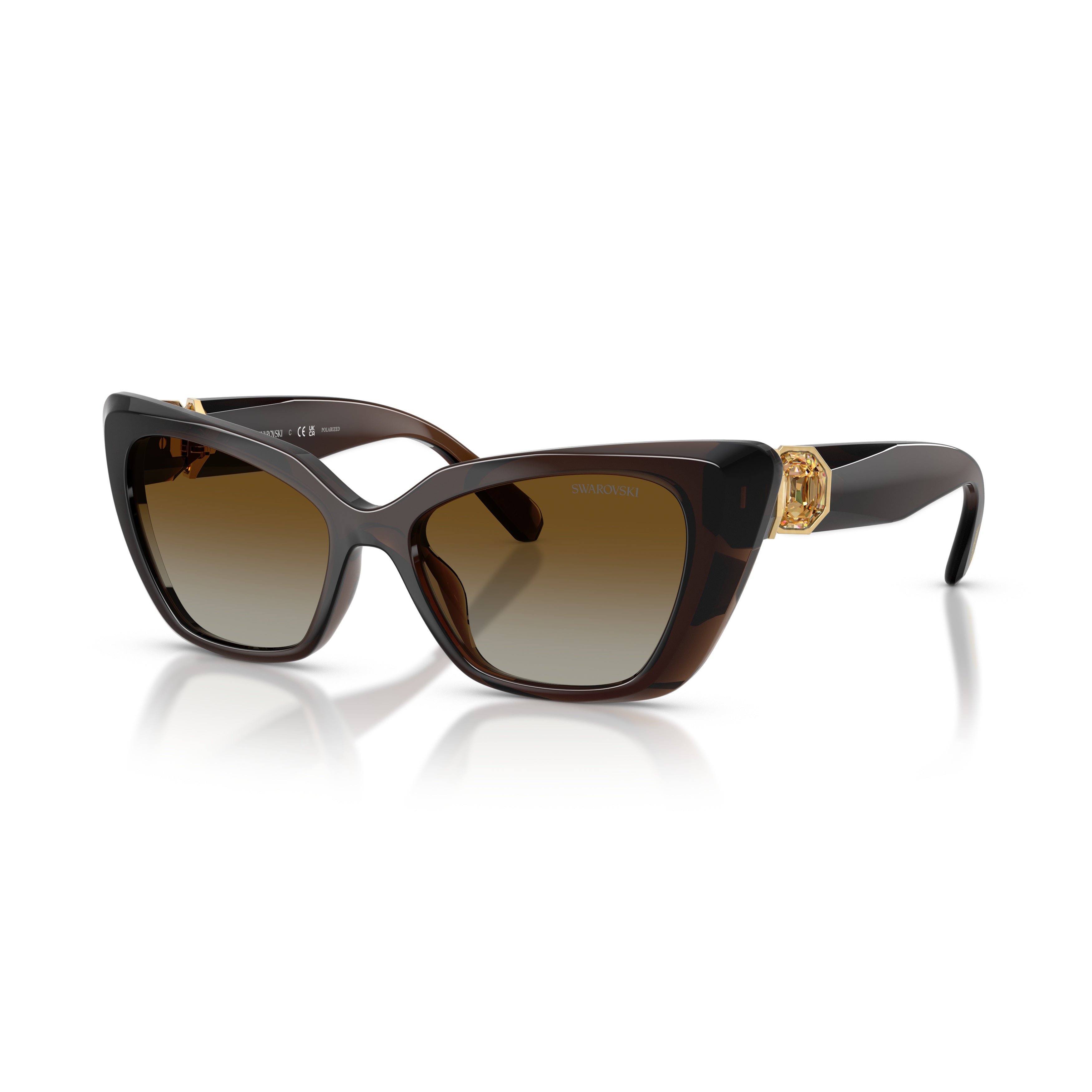 0Sk6047 Bold Cat-Eye Sunglasses with Gold-Tone Embellishments