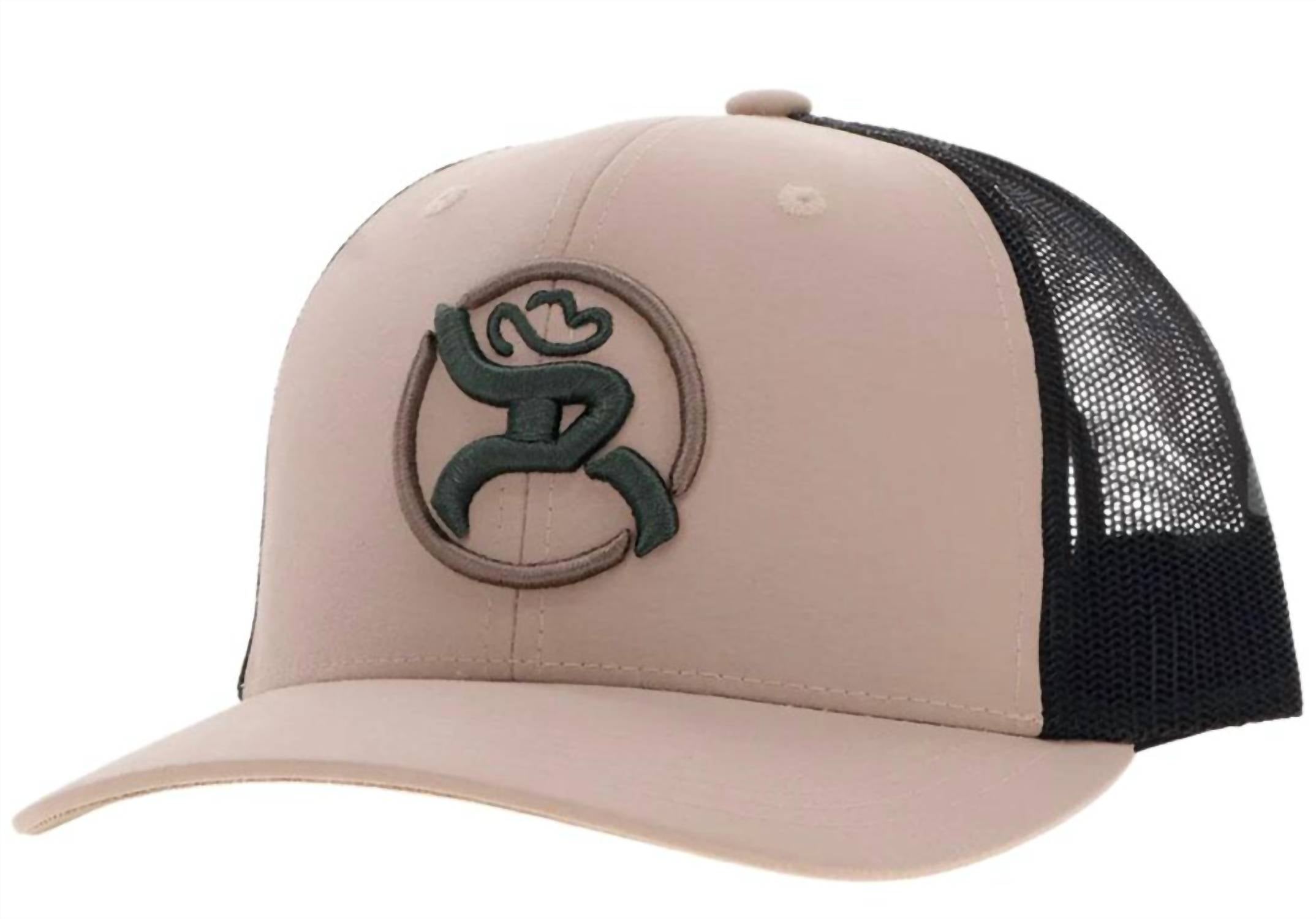 Roughy Strap Trucker Cap In Tan/black