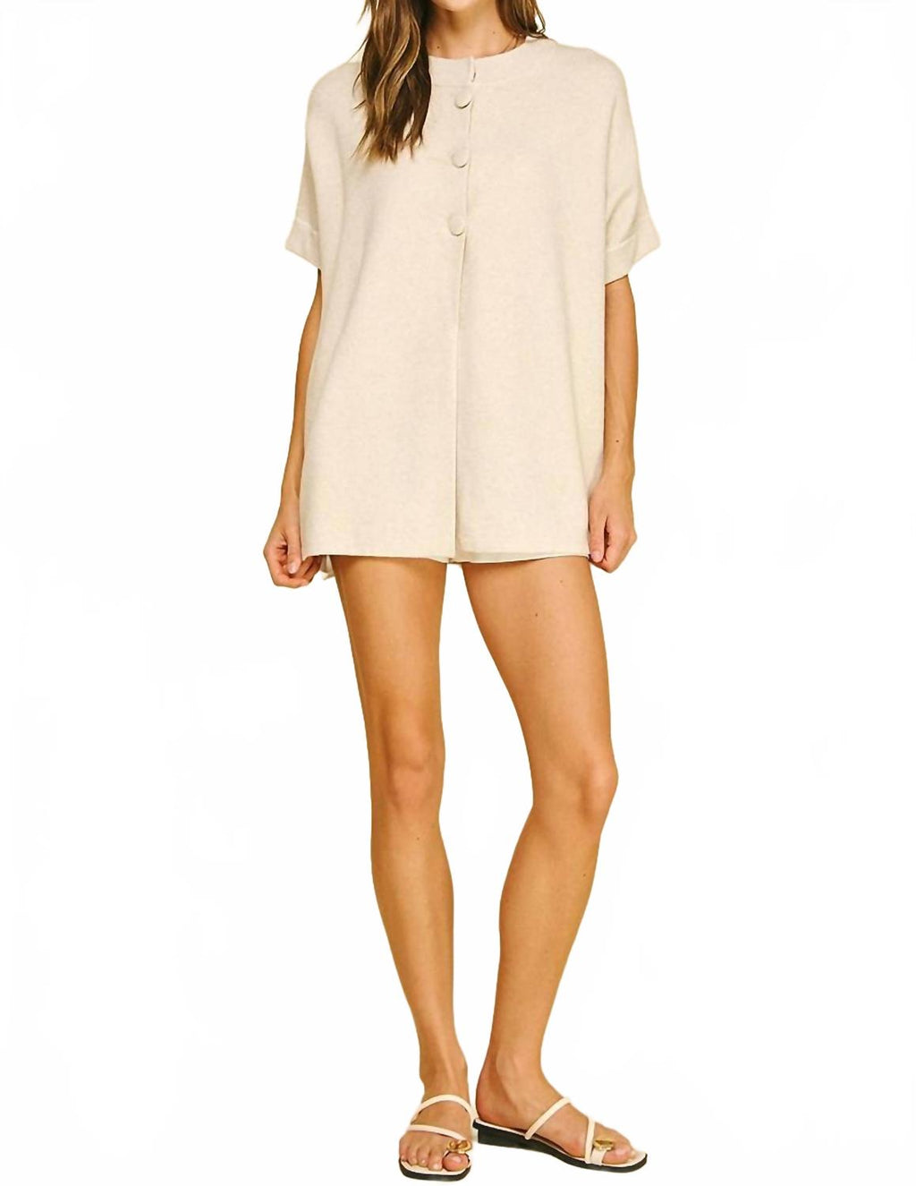 Open Front Knit Cape Cardigan In Cream