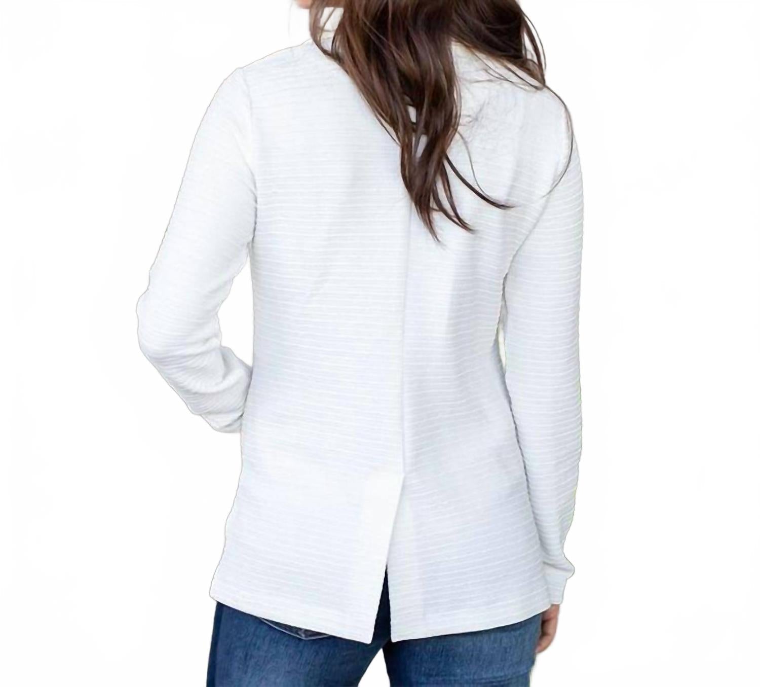 Textured Front Button Blazer In White