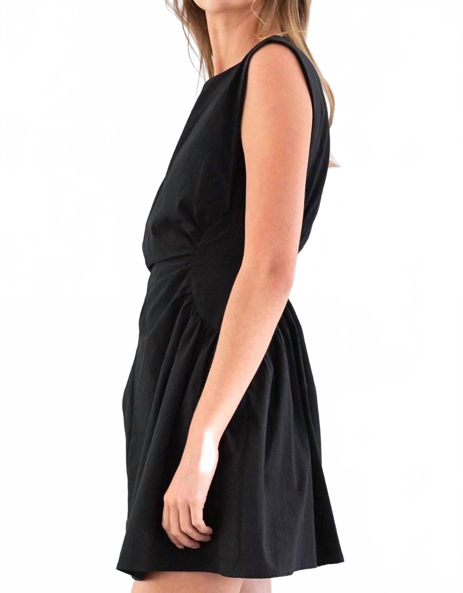 Sylvia Ruched Waist Mini Dress In Black