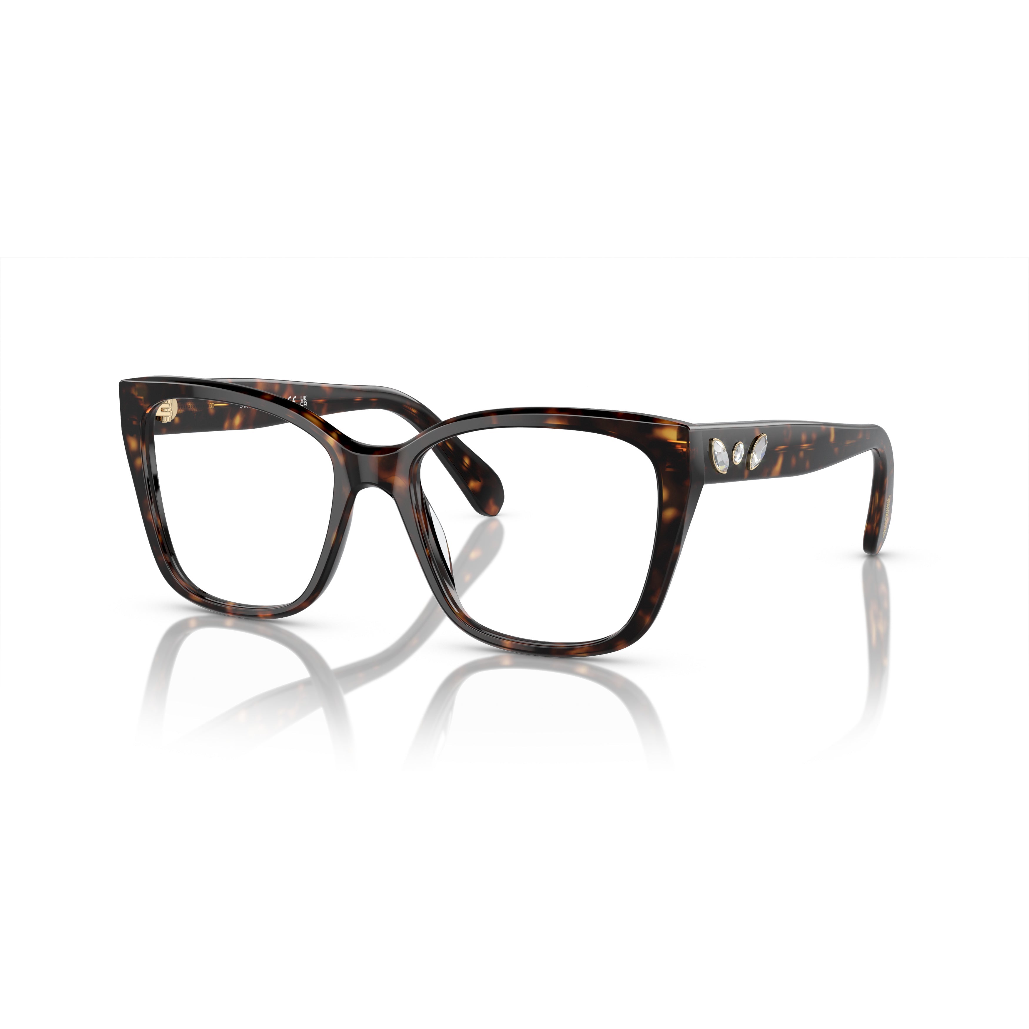 0Sk2008 Oversized Square Tortoiseshell Eyeglasses with Crystal Accents