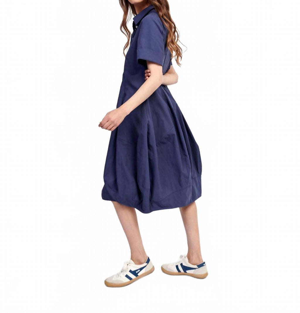 Barb Cotton Shirtdress In Navy