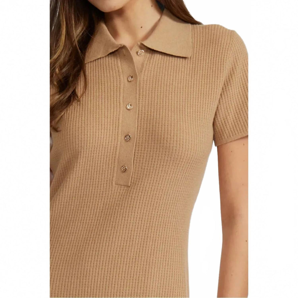 Arden Polo Dress In Beige