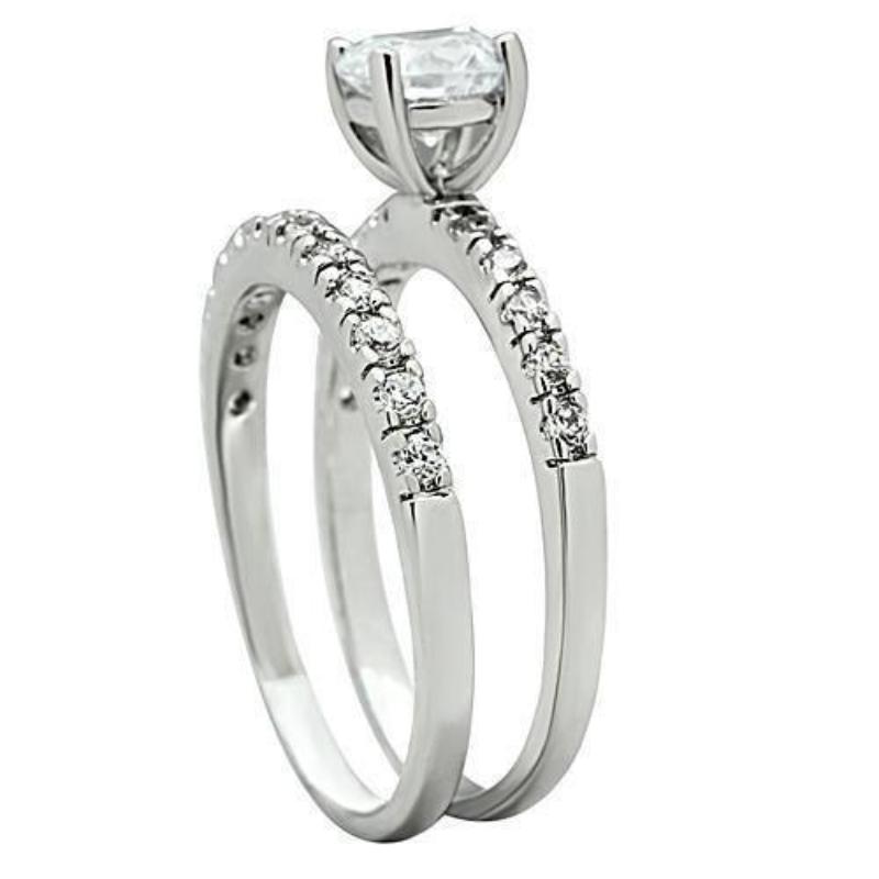 Rhodium Brass Ring with AAA Grade CZ in Clear