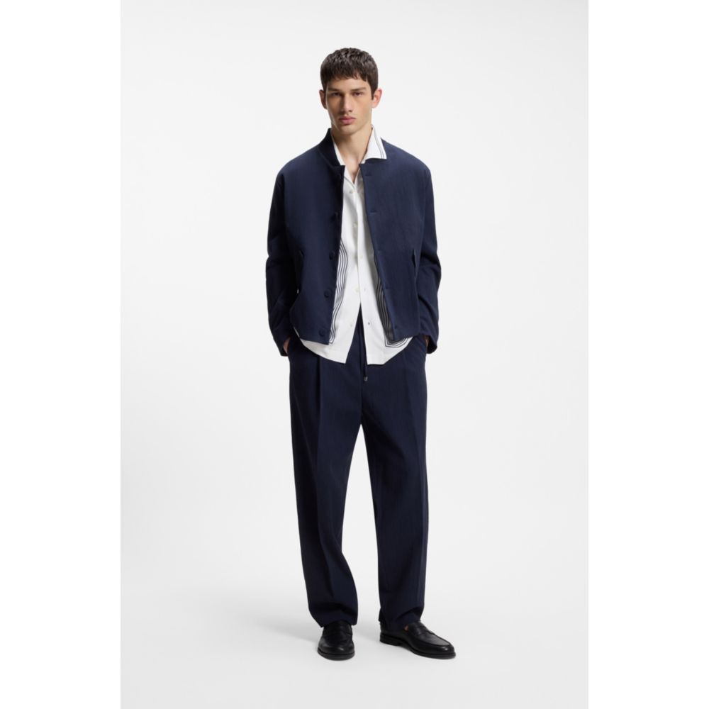 Oversized-fit printed shirt with camp collar