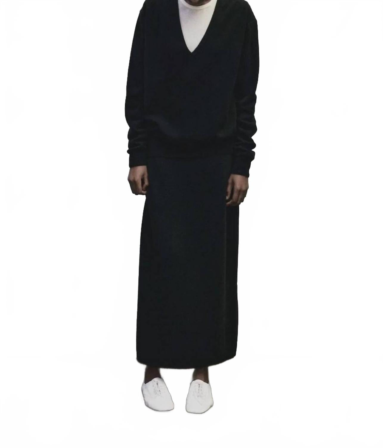Cashmere Blend Knit Midi Skirt In Black