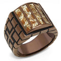 IP Coffee light Stainless Steel Ring with Leather in Multi Color