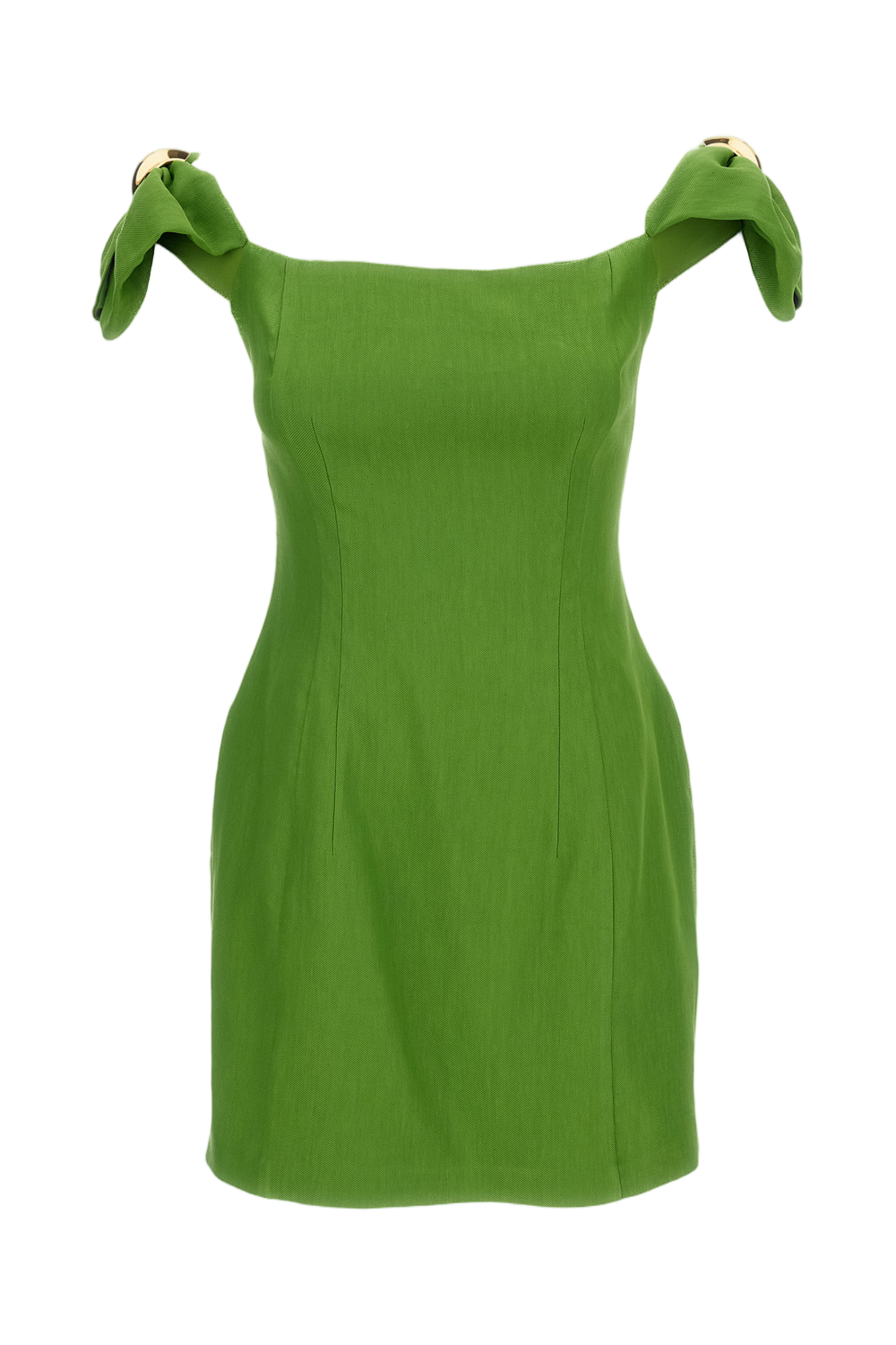 Green Linen Blend Mini Dress